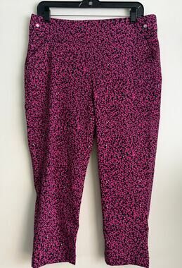 Callaway Golf Pants Womens Large Pink Black Geometric Crop Capri Stretch Pockets